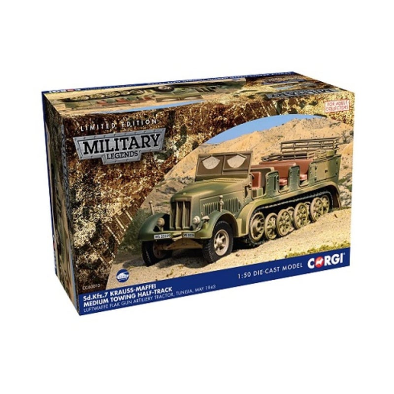 Corgi Diecast Half-Track - CC60013 Sd;Kfz;7 Krauss-Maffei Medium Towing Half - German Military Metal Half-Track Toy Detailed Armored Vehicle - Die Cast World War II Models for Adults, Green - Image 1